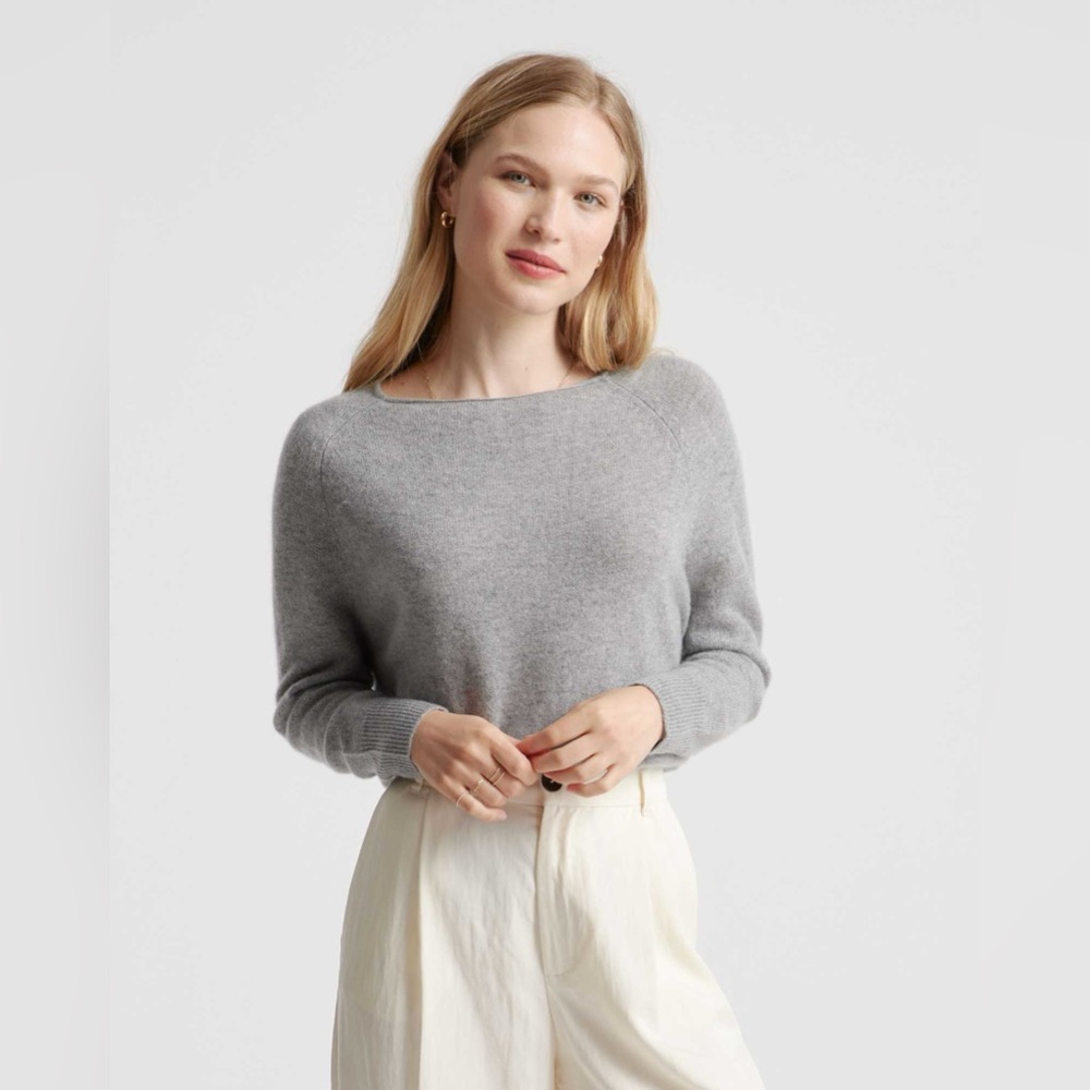 J. Jill 💯 Cashmere Crew Neck In Soft Heather Grey
